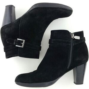 College Aqua Protect Waterproof Black Suede Ankle Boots Buckle Side Zip  Size 8M